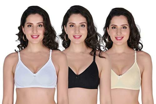 Buy SCTC Women and Girls White, Black, Skin 100 Percentage Cotton Wire Free  Non-Padded Full Coverage pack of 3 T-Shirt Bra (Size 36B) Online at Best  Prices in India - JioMart.