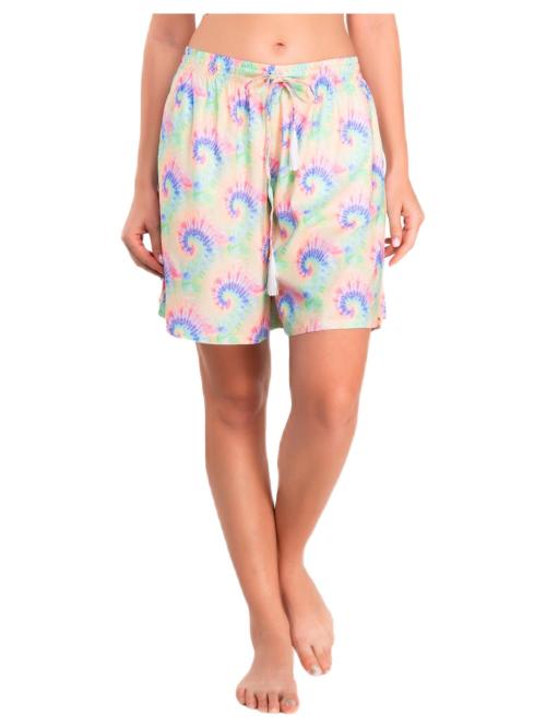 Evolove Women Multicolour Printed Viscose Liva Culotte Shorts (L)