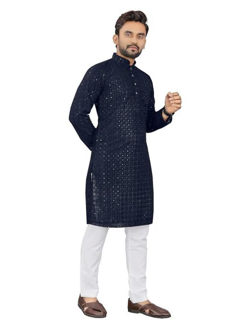 ROZLAND Men J-Card Silk with weawing Sequence Kurtas Traditional Wedding Party Functional Kurta for Men Pack of 1