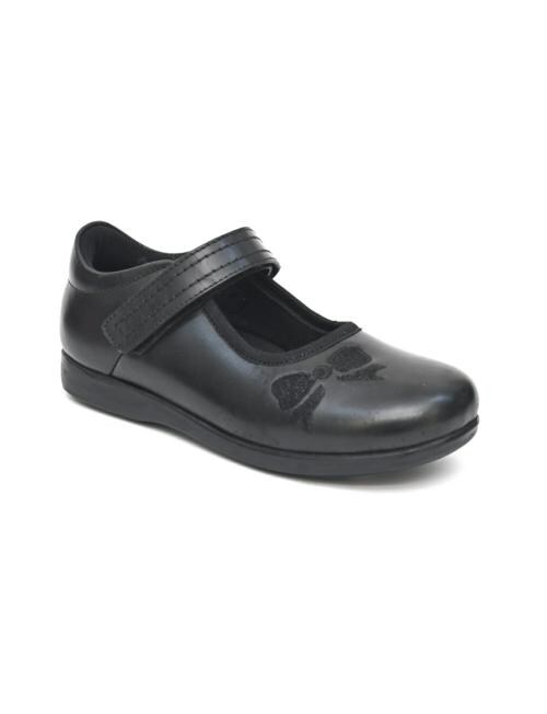 Fresh1947Feet Leather Kids Girls School Shoes (Black)