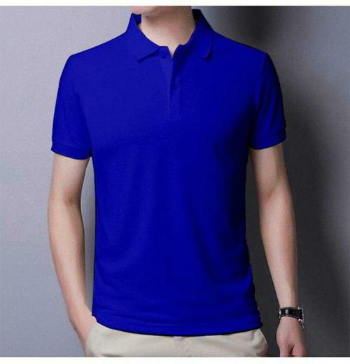 Buy Topluck Blue Men Solid Cotton Blend Polo T-shirt Online at Best ...