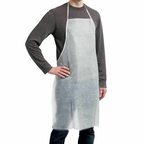 C- Cure Definition of Quality Non Woven Disposable Apron, For Hygiene Management & Food Handling Multipurpose White Self Apron For Men Women (Pack of 10)