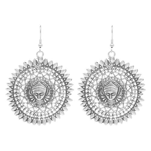 Bodha - By Shivansh Sterling silver Oxidised Black silver Lord Buddha Temple Stylish Hoop and Bali Earring For Women