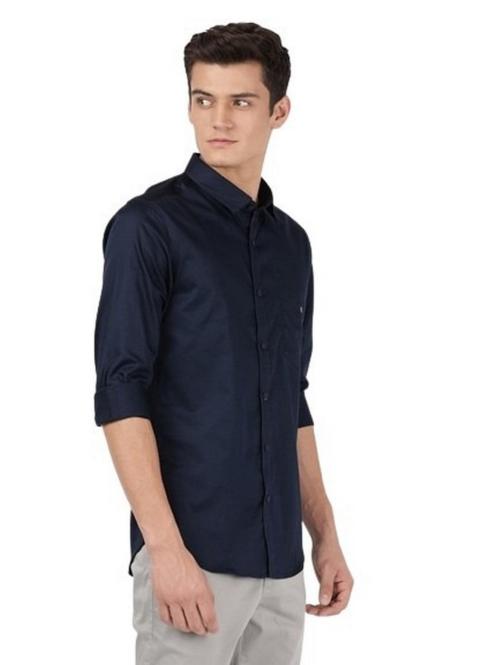 Otto Black Plain Smart Casual Shirt Trim Fit Impanion_8 Size 38