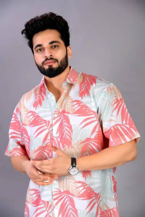 Brown Brothers Men Pink Printed Chiffon Casual Shirt (L)