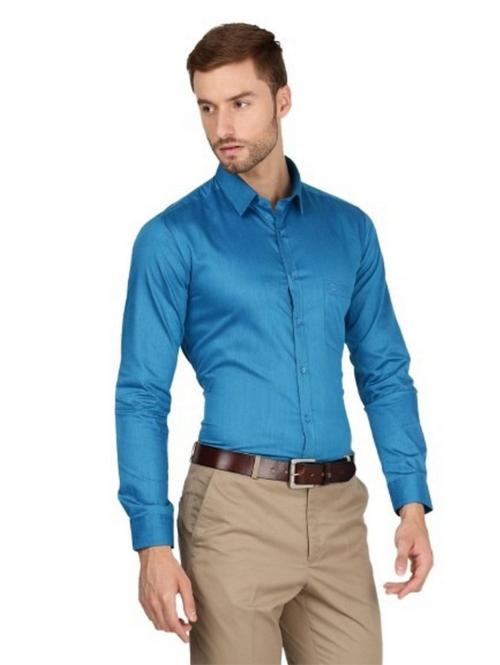 Otto D Blue Plain Shirt Relax Fit Oliver_1 Size 42