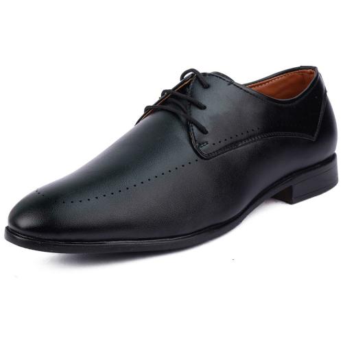 MUTAQINOTI Men's Jet Black Luxury Italian Leather Shoes for men Formal Party wear