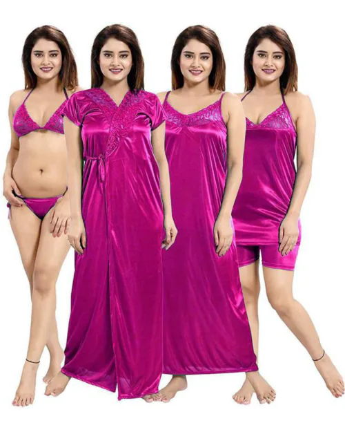 Siami Pack of 6 Women Nighty Set(Pink) l Babydoll dress l Babydoll l Lingerie set l lingerie