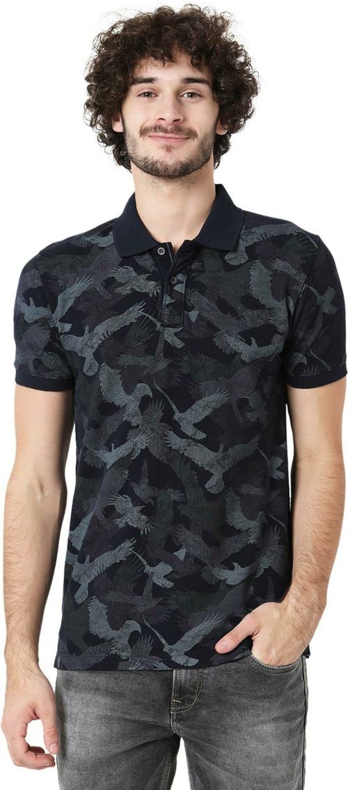 Mufti Navy Bird Print Polo