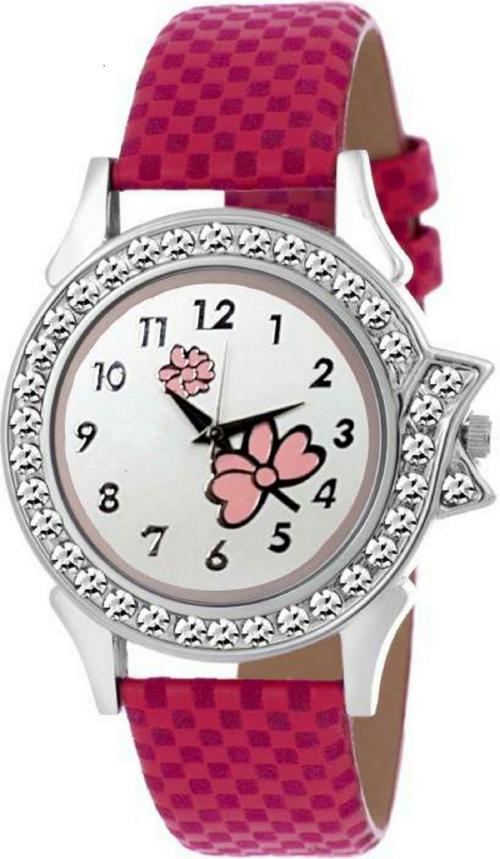 TRUE COLORS Analog White Dial Pink Strap Wrist Watch for Girls