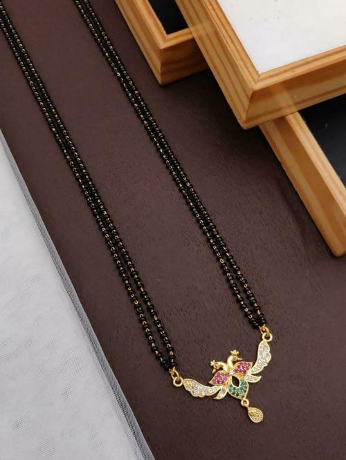 INDIAN LIFESTYLE Women's Beautiful Gold Plated 30inch Mina Micro Alloy Material Mangalsutra