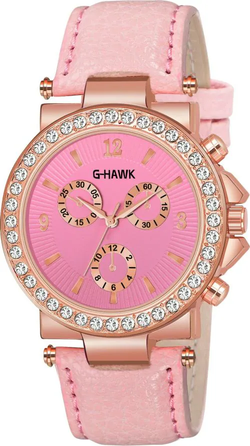 G-HAWK Analog Pink Dial Pink Strap Watch for Girls