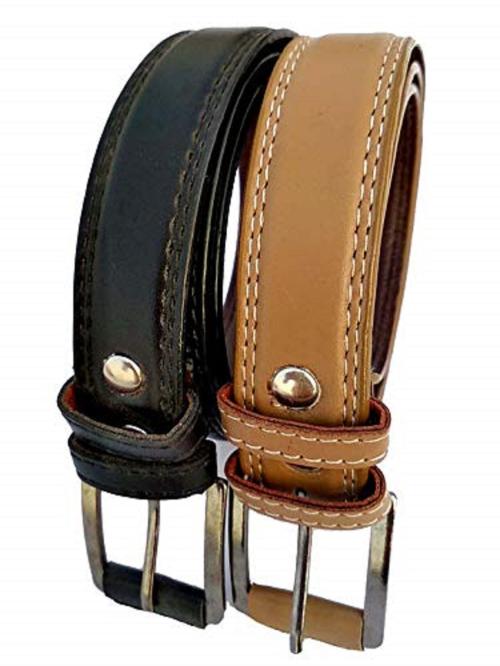 Forever99 Kids boy belt Black & Khaki combo mega 2 pack upto 10 year kids for