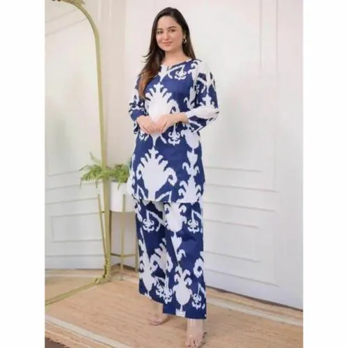 TANE BANE Womens Co-Ord Set Trendy Two Piece Outfit for Women, Stylish Top and Bottom Set for Casual, Party, and Lounge Wear | Blue | Size-XXL