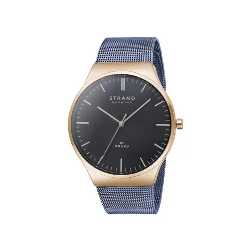 STRAND BY OBAKU Mason Ocean Quartz Black Round Dial Men's Watch - S717GXVLML