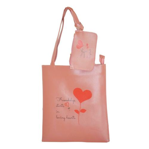 JG Shoppe Women's & Girls Handbag Tote Shopping Vegetable Bag With Mini Pouch (Pink)