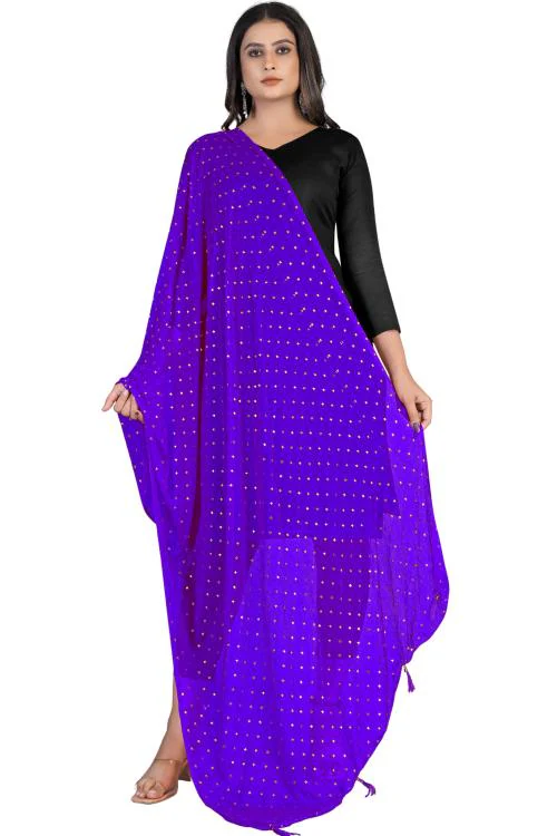 Kemza Women's Printed Soft Chiffon Dupatta (Royal Blue) Jaipuri Star Print Chunni