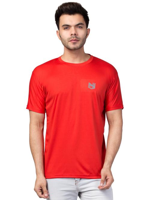 HVN Men Round Neck Summer Special Solid Saffron T-Shirt Medium
