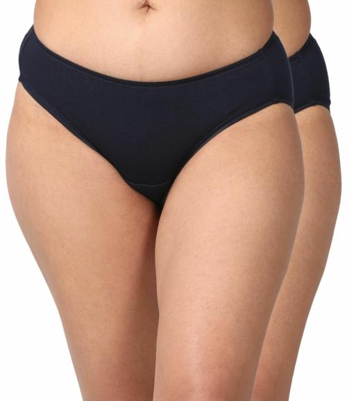 Adira | Leak Proof Panties In India | Made With Hi-Tech Soft Cotton Crotch | Dry & Hygienic From Everyday Discharge | Leakproof & Breathable | Full Back Coverage | Pack Of 2 | Navy Blue | XXS