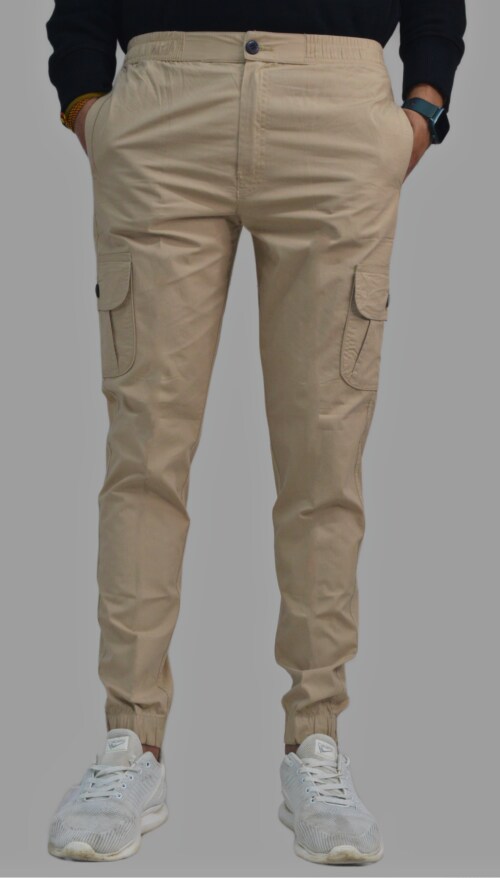 STCCLASSIC Regular Fit Cotton Cargo Jogger Pants for Men. Design for Casual and Sporty Looks. (Beige), Solid Skinny Fit | jogger pant trendy casual pant Stylish cargo pant