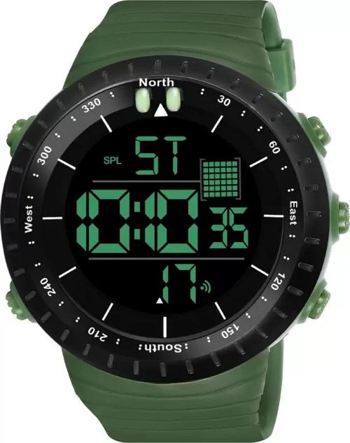 hala 321 Sports Green Strap & Digital Black Dial Alarm Chrono Waterproof Digital Watch - For Men