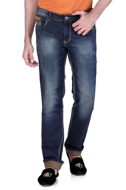 FLAGS Mens Brown Faded Cotton Distress Jeans Slim Fit