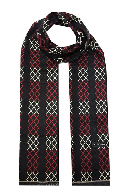 Leonardi Men Maroon and Black Viscose Bow Tie