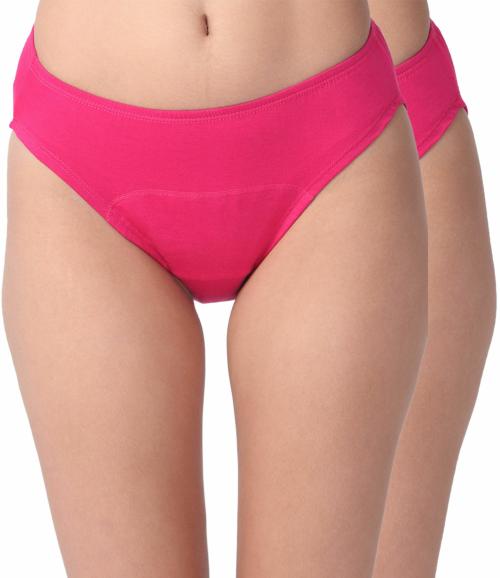 Adira | Stain Free Period Panties | Hipster Fit | Reusable | Leakproof Panty For Periods | For School, Travel & Work | Medium Flow | Use With Pad | Plus Size | Pack Of 2 | Dark Pink | 7XL