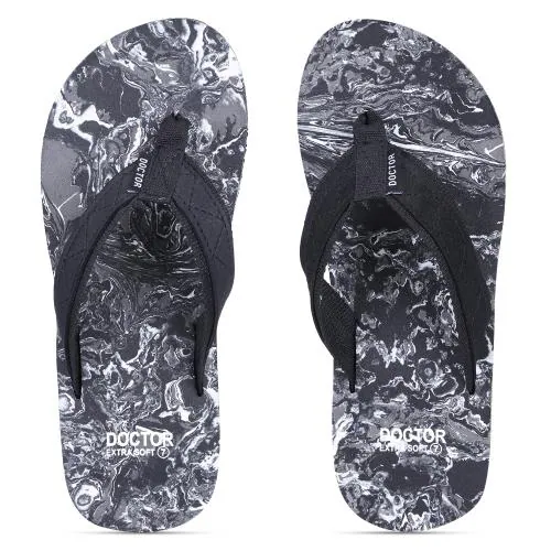 DOCTOR EXTRA SOFT Black House Camo Slipper for Men's Ortho Care Orthopaedic and Diabetic Mcr Comfortable Super Fit Doctor Daily Use Dr Flip-Flop Stylish Slides for Boy's and Gent's OR-D-29