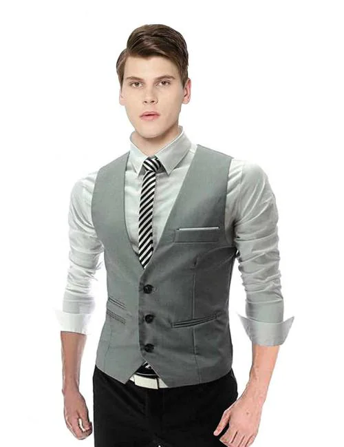 Oora Men Grey Waistcoat