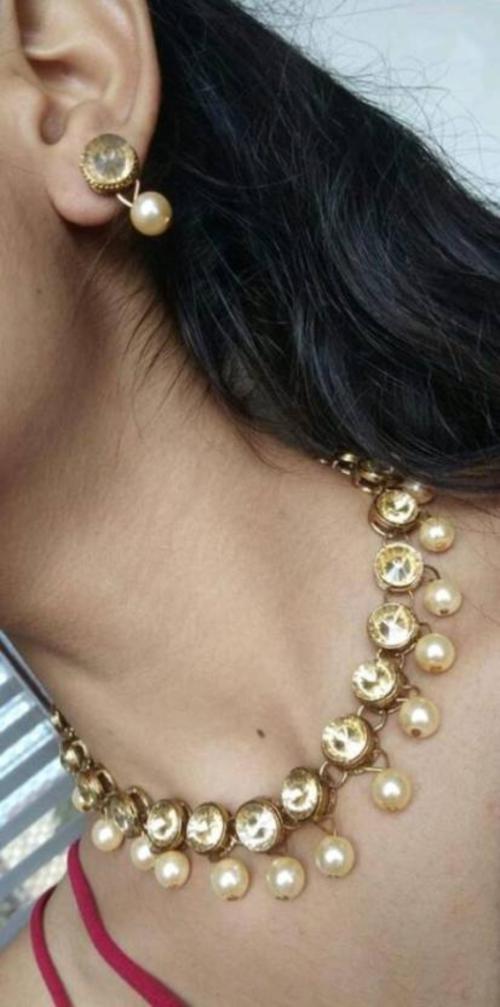 Hs fatio Gold Plated Alloy Earring and Necklace Set JioMart