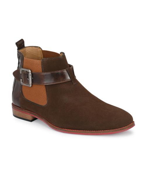 KLEAT Men's Brown Velvet Chelsea Boots