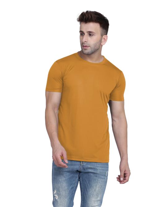 TQH Men Dri Fit Polyester Half Sleeve Round Neck Mustard-yallow