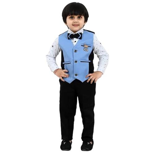 Kukuwears - Kids Boys Ethnic Suit Set I Boy's 3-Piece Suit with Bow Tie | Kids Party Suit Set Shirt, Pant & Waistcoat