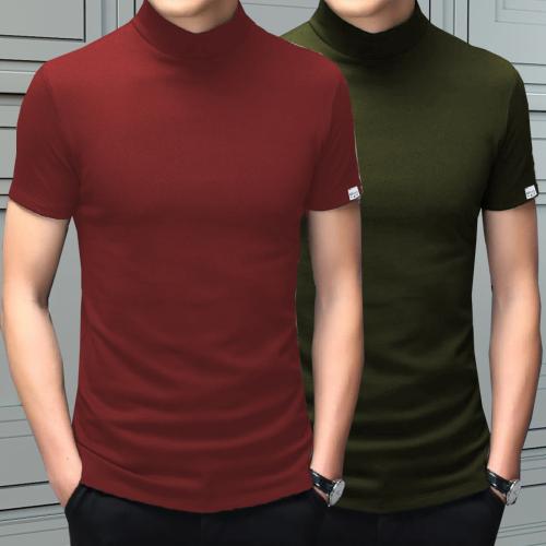 Clafoutis pack of 2 hlaf high neck t-shirt for men