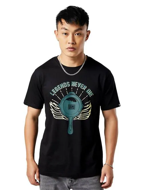 The Souled Store Men Black Graphic Printed Cotton T-Shirts