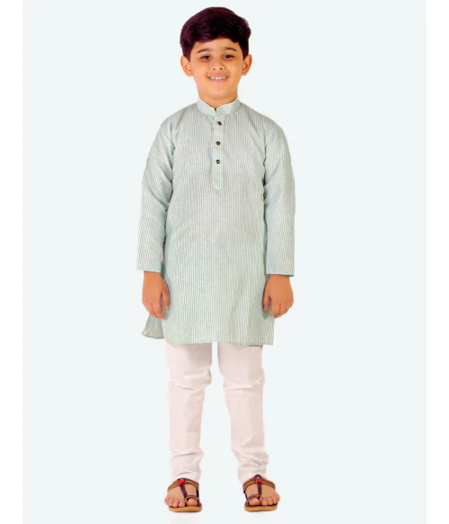 Pro-Ethic Style Developer Ethnic Wear Cotton Green Kurta Pajama Set for Kids and Boys