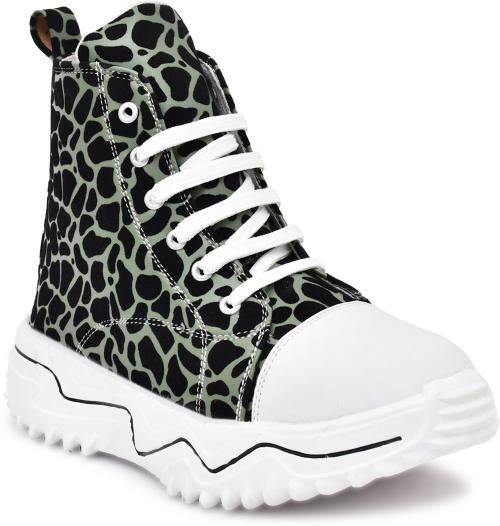 BROOMI Raynold VELVET DOTS/EXOTIC High Tops For Women (Green)