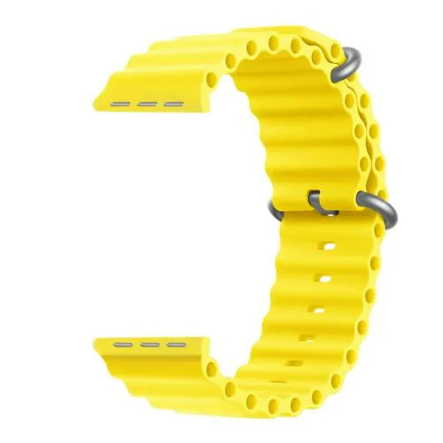 IIK Collection New Flexible Silicone Ocean Sport Bands With Apple Watch Band For Men Women, Replacement Straps For iWatch Series Ultra/8/7/6/5/4/3/2/1/SE Only Silicone Strap for Apple iWatch Watch NOT Included - (IIK-ULTRA8-RubberStrap-Yellow-006)