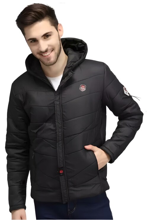 MIA FASHION Men's Solid Bomber Jacket (Black)