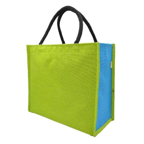 Buy JUTEKA Parrot Green and SkyBlue color spacious Jute Bag with