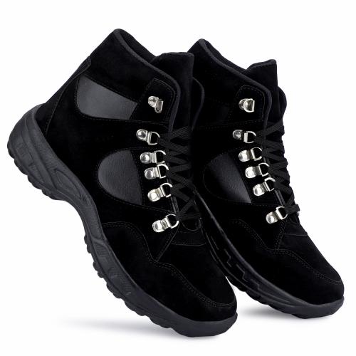 DESTA Men's Black Decent Look Velvet Lace up Ankle Boot