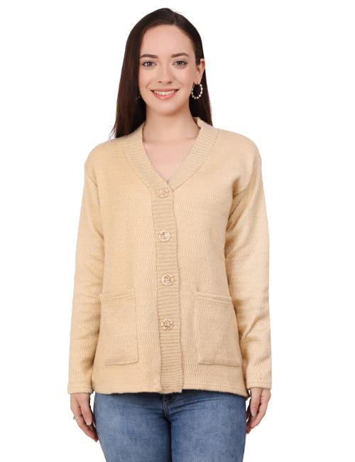 manra Women V-Neck Casual Wear Stylish Cardigan Sweaters with Front Pockets for Winter wear