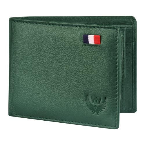 LORENZ India Forest Green Genuine Leather RFID Protected Large Capacity Wallet for Men | Bi-Fold Soft Nappa Leather Wallet for Men | GL-77