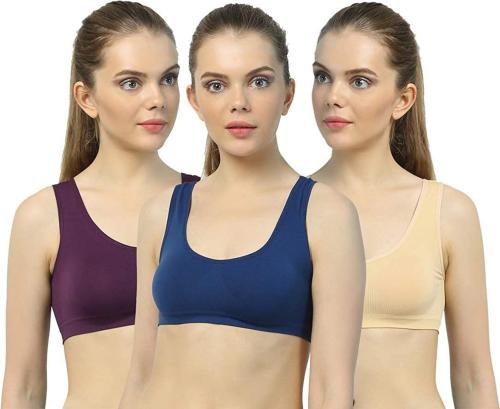 Comfystyle Women Multicolor Cotton Blend Pack Of 3 Full Coverage Non Padded Bra