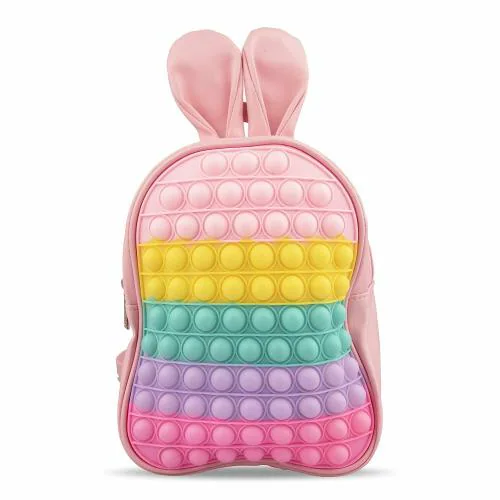 SAEKOS Pop It Casual Backpack Synthetic & Silicon Casual Backpack for Kids, Waterproof Fabric Pop Fidget Stress Relief Toy Cute Unicorn Backpack, Daypack Rainbow Backbag Schoolbags for Girls Kids (Multi-Colour)