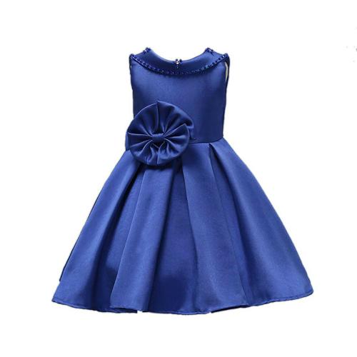 Naz Mannat Fashion Baby Girls Royal Blue Solid Polyester A-Line Dress