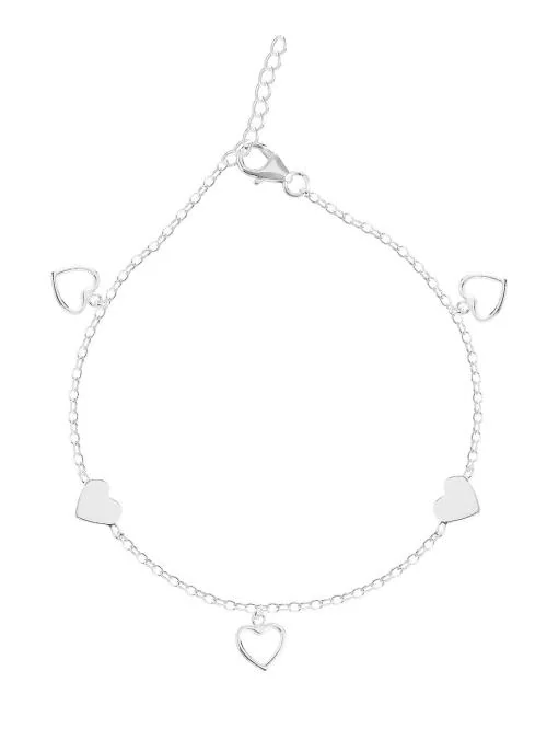 CLARA Sterling Silver Heart Anklet (Women)