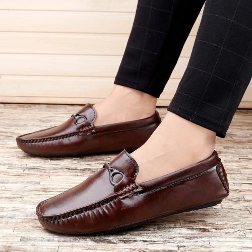 Dls Casual Party Wear Loafers shoes for men and boys(BROWN)