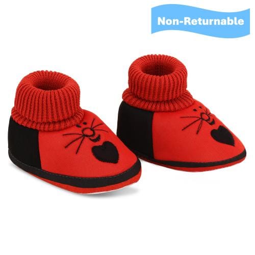 ONFEET Pack Of 1 Comfortable Skin Friendly Baby Shoes 0 Size | Baby Boy Shoes New Born | 0-9 Months New Born Baby Shoes | Baby Booties | Baby Girl Shoes 0 Size, Color-HEART-Red